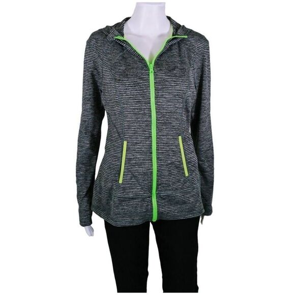 lukka Jackets & Blazers - Lukka Women's Gray/Black Workout Zippered Hooded Jacket w/ Thumb Holes Size Medi